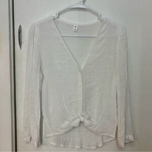 BP White Button-Down Shirt with Tie Front